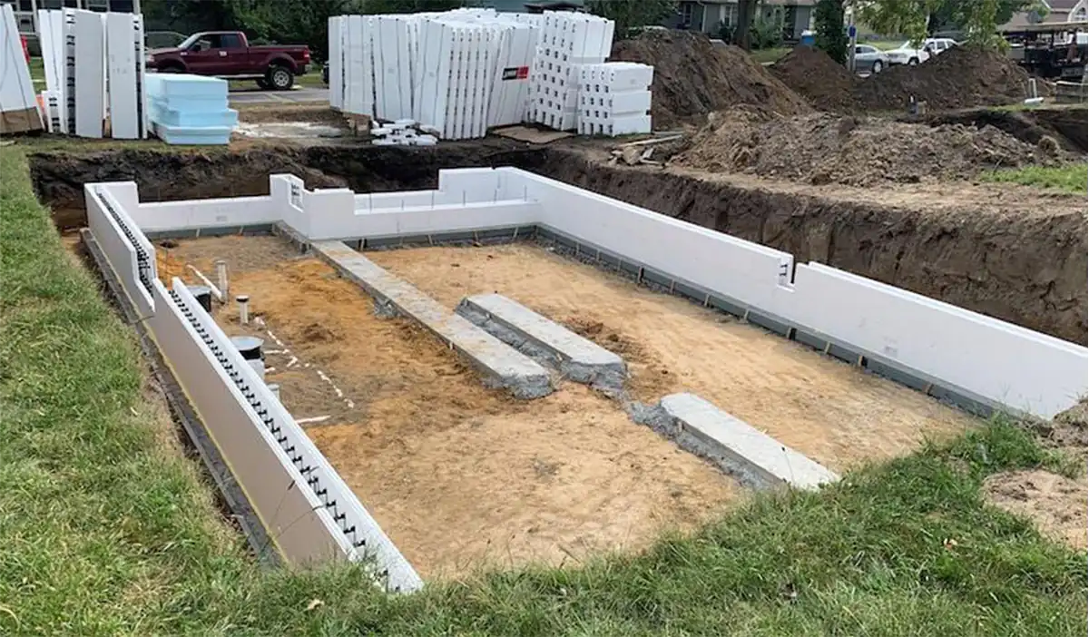 ICF Home Construction - Building with wooden roof frame and ICF walls