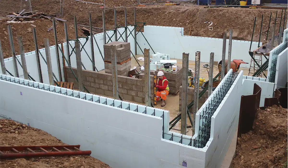 ICF Foundation Construction - Prepared foundation with underfloor heating pipes